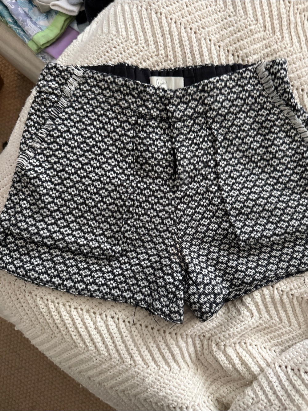 Joie Black and White Floral Tweed Shorts